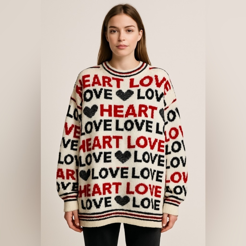 NWT Women’s Anna Lisa Black Red White Christmas Sweater Size EU 46/48 US 16/18